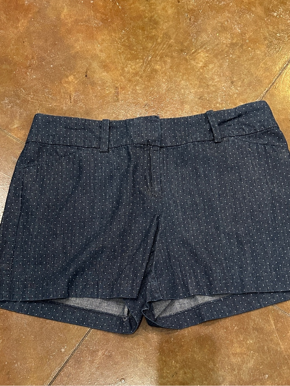 Ann Taylor Navy Pin Dot Tailored Shorts